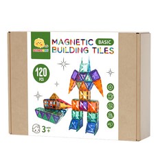 SCIENCEBABY 磁力片雪鑽 120片基本積木磁磚, 1盒