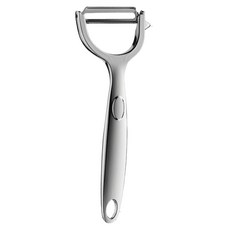 kela Y型削皮刀 適用於馬鈴薯、胡蘿蔔 鋅合金材質 帶挖除設計, 亮銀, 1支