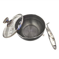 COTD 3D立體蜂巢單柄湯鍋 Set, 1.5L, 316L食品級不鏽鋼鍋身，鋼化玻璃鍋蓋，不鏽鋼手柄，防水輕放, 18cm, 1個, 3D立體蜂巢