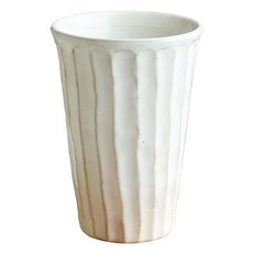 手握杯 - 日本製陶瓷杯 寬8cm/高8.5cm 滿水容量260mL, 粉引刻直紋, 1個