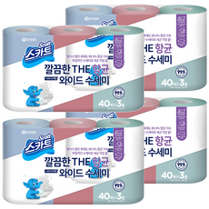 Scott 可麗舒 捲筒式一次性洗碗巾 40張, 粉色 + 天藍色 + 薄荷綠色, 3捲, 4袋