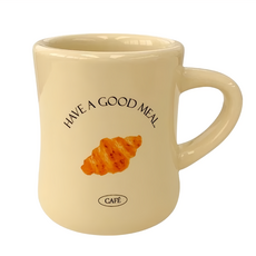 沐慕家居 陶瓷馬克杯 300ml, 可頌 黃色, 1個