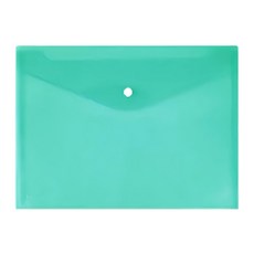 DaTaBanK 三田文具 A4 橫式鈕扣公文袋 透明PP材質 24x33cm, 綠色, 12個