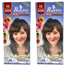 Ruetee 綠緹 自然色彩染髮霜, R8 自然黑, 2盒