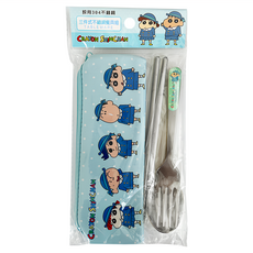 Shinchan 蠟筆小新 304不鏽鋼餐具組, 叉子 + 湯匙 + 收納袋, 公車, 1組