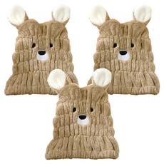 小麥購物 動物乾髮帽 Y577 59g, 咖啡熊熊, 3個