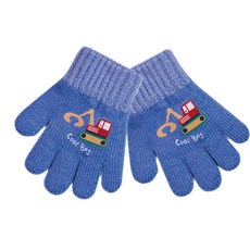孩童卡通汽車分指保暖針織手套 30g 藍色, 11 x 13 x 3.5cm, 1雙
