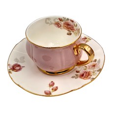 Royal Duke HC骨瓷咖啡對杯套組 杯 2個 + 碟 2個 200ml, 含苞待放 深粉色, 1組