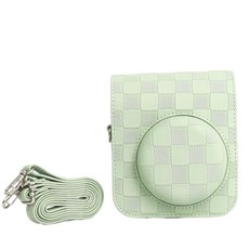 拍立得ins風小清新復古相機收納包 mini12適用 綠色格紋, 單一商品, 1個
