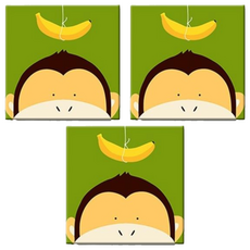 DIY數字油畫套裝 20*20cm 油畫布 松木板 包括畫板 上色參考圖 掛勾與螺絲釘 畫筆 顏料, 猴子, 3個