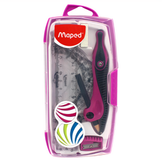Maped 窈窕型8合1圓規組, 人體工學握柄, 操作舒適, 刻度清晰, 附專用盒存放, 粉色, 1盒