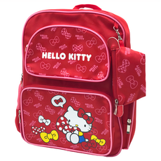 Sanrio 三麗鷗 Hello Kitty透氣書包，紅色，多層拉鍊袋，可裝A4書本, 35 x 15 x 40cm