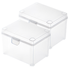 上手家居 磨砂收納盒 卡片/小卡/翻蓋/防塵收納盒, 9.5 x 6.5 x 6.5cm, 透明磨砂, 2組