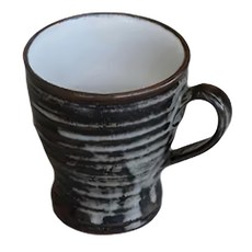 美濃燒 錆釉窯變馬克杯, 黑色 + 白色, 1個