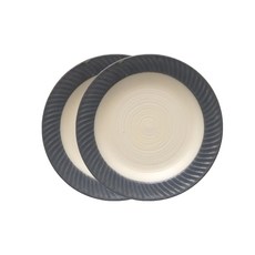 JUST HOME 復古線條陶瓷6吋平盤2件組 5738-03B, 灰色, 1組