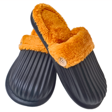 可拆卸毛絨 EVA 防水防滑保暖男女室內拖鞋, 40~41, 黑色