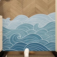 AFAMIC 艾法 可剪裁刮泥玄關腳踏墊地毯 絲圈印花地墊, 海浪, 1個