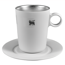 STANLEY 晨光時刻 雙層不鏽鋼拿鐵咖啡杯盤組 10.5oz / 313ml, 晨霧白, 1組