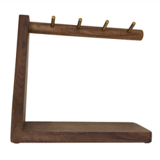 木製良品 ㄈ型鑰匙掛勾收納盒 胡桃木 銅, 1個
