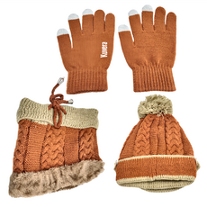 Kuvera 秋冬加絨保暖毛帽4件組 - 焦糖色, 均碼