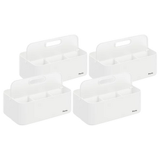 litem 里特 Porta手提可翻摺堆疊整理盒 可翻摺上蓋 擺放方便 輕鬆收納, 白色, 4個