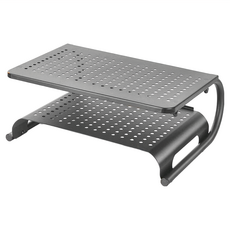 Ermutek 二木科技 多功能收納桌上型雙層結構金屬材質螢幕增高架 高承重 散熱通風設計, 黑色