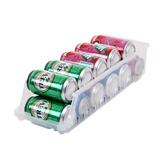 Changsin Living 昌信生活 冰箱飲料收納籃 鋁罐飲料收納 省空間 斜度設計 自動補位, 16 x 42 x 10.5cm, 透明色, 1個