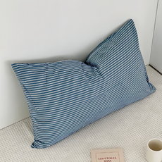 Hoom 禾慕生活 韓系碎花純棉枕頭套 74 x 48cm 日系青藍 2入組, 1組