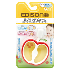 EDISON mama 寶寶的第一個牙刷 6個月以上, 蘋果型 紅色 + 白色, 1個, 1入