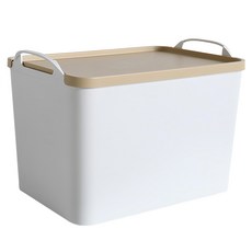 Sxm 孫小美 手提式收納箱 日式收納盒 可疊加附蓋 S0453, 加大號(38.5 x 25.8 x 27cm), 黃色, 1個