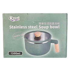 Quasi 簡單生活 1500ml 不鏽鋼湯碗, 綠色, 1個
