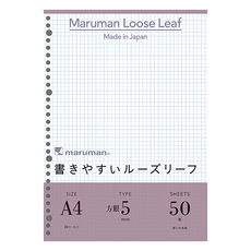 Maruman 30孔平滑方格活頁紙 日本製 5mm方眼, 50張, 1包