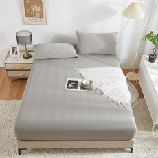 A-ONE 極柔冰絲涼感床包枕套組 經典灰, 雙人