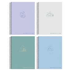 ibis 加厚練習本 SP11737 80張空白內頁螺旋筆記本, 紫色 + 灰色 + 卡其色 + 藍色, 4本