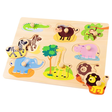 woet 寶寶木製拼圖 #10431 動物樂園, 1組, 9pcs