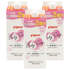 pigeon 貝親 沐浴慕斯 補充包 粉色花香, 800ml, 3盒