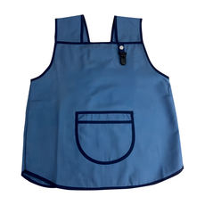 優選牛仔經典輕便圍兜-深藍滾邊 (含手帕夾)-6號, 台灣製, Cotton35%+Polyester65%, 1件