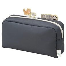 LIHIT LAB 貓咪造型鉛筆盒 (a2224-24) 簡約時尚 大容量文具收納, 1入, 黑色