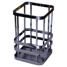 Little Pink Rabbit 粉彩小兔 黑鎳扁鐵刀叉桶, 16cm高, 黑色, 1個