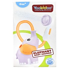 Yookidoo 以色列 自控蓮蓬頭 溫和洗澡 呵護寶寶肌膚 戲水玩具, 小象蓮蓬頭 紫色, 1盒
