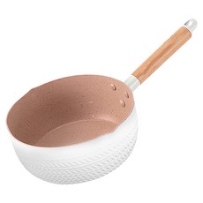 日式雙用木柄牛奶鍋, 20cm, 1個, 白色 + 原木色