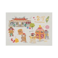 Sunny 三瑩文具 趣台灣燙金明信片, 貓咪遶境, 1張