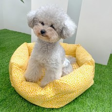 沐慕家居 冬夏兩用款寵物睡窩, 奶油黃碎花, 1個
