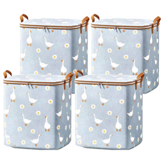 小鴨 巨無霸換季衣物箱 拉鍊款 180L 大容量 雙邊加寬提手, 藍鵝, 4個