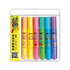 LEEHO STATIONERY 3D果香彩繪膠筆套裝 金屬/寶石, 10g, 6色, 1組