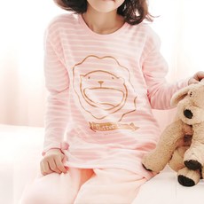 GIAT 吉亞特 奶油獅兒童款條紋磨毛保暖上衣 圓領款 - 70%棉 30%聚酯纖維 - 台灣製