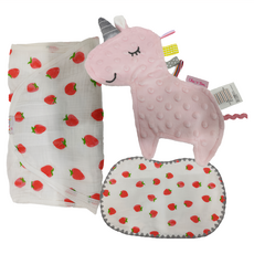 Qbibiya 龍耀 小禮盒, 啟蒙安撫巾 + 包巾 + 紗布巾 Set, 不適用, 獨角獸 粉色