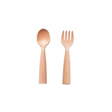 Miniware My First! 叉匙組 - 100%植物萃取天然聚乳酸, 耐熱135度, 湯匙 + 叉子, 大地暖棕, 1組