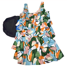 Summer love 夏之戀 大女長版二件式 褲連裙 Set, L, 黑色 + 彩色