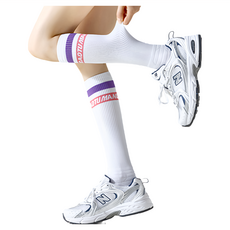 PORABELLA 色彩條紋運動壓力襪 女款, 紫色, X019